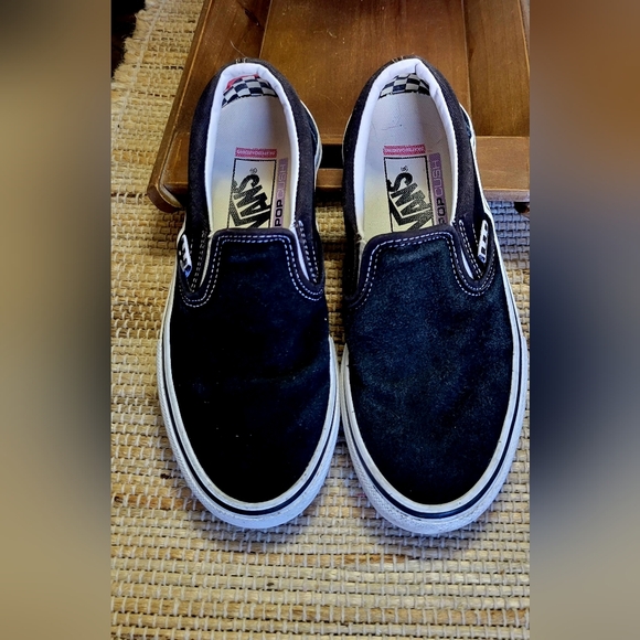 Vans Other - Vans Skate Slip-On Shoes Black/White PopCush Suede/Canvas 5.5 EUC